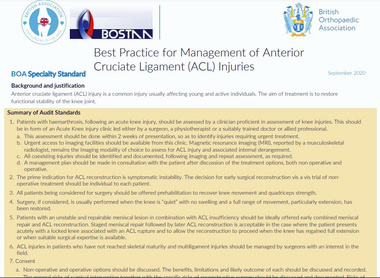 BOASt - Best Practice for Management of Anterior Cruciate Ligament (ACL) Injuries image