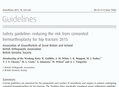 Cemented Hemiarthroplasty in Hip Fracture Surgery (AAGBI, BOA, BGS) image