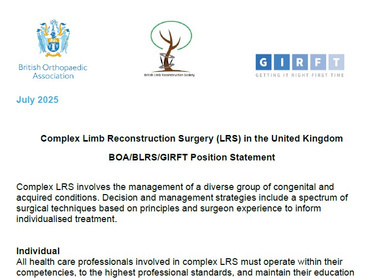 Complex Limb Reconstruction Surgery (LRS) in the UK - BOA/BLRS/GIRFT Position Statement image