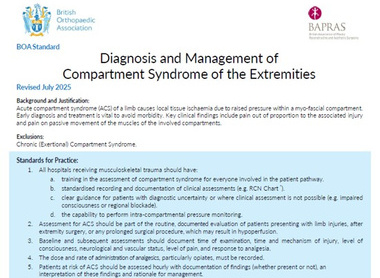 BOASt - Diagnosis and Management of Compartment Syndrome of the Extremities image