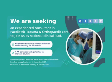 GIRFT National Paediatric Trauma & Orthopaedics Clinical Lead  image