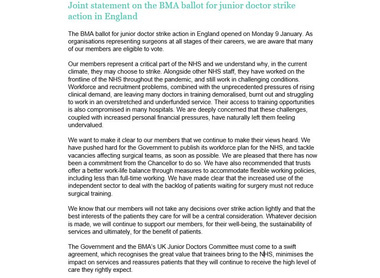 Joint statement on junior doctors ballot image