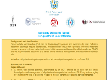 Speciality Standards (SpecS) Peri-prosthetic Joint Infection image