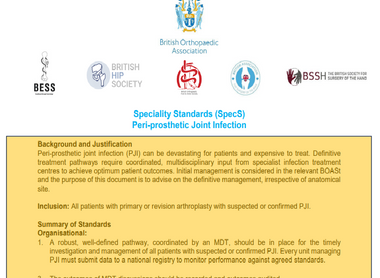 Speciality Standards (SpecS) - Peri-prosthetic Joint Infection image